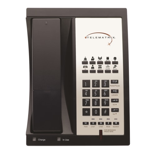 Telematrix 9602MWD 2 Line Cordless Phone, Black